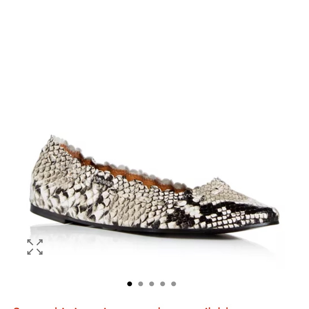 See By Chloe Black and Cream Women's Jane snake embossed Flats